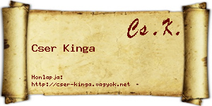 Cser Kinga névjegykártya
